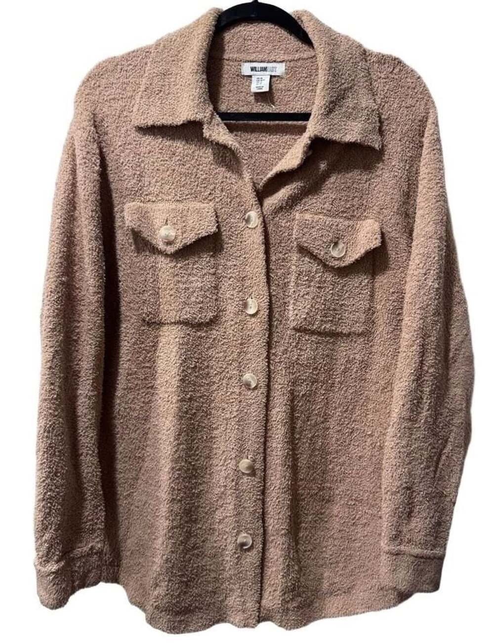 William Rast Brown Fuzzy Button Up Long Sleeve Shacket